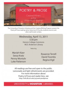 poetry and prose april 13 reading flyer
