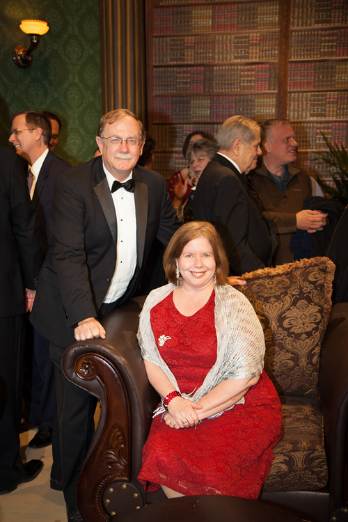 Dan Wells, dean of the College of Natural Sciences and Mathematics, with Lisa German, dean of the University Libraries.
