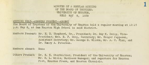 The Board of Regents Records collection is now available in the University of Houston Digital Library.