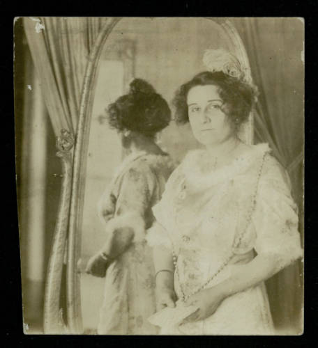 Leonor Villegas de Magnón in front of a mirror, 1895. From the Leonor Villegas de Magnón Papers.