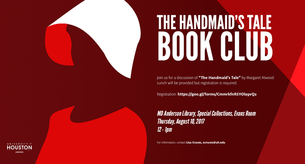 Join us on August 10 for a discussion of "The Handmaid's Tale."