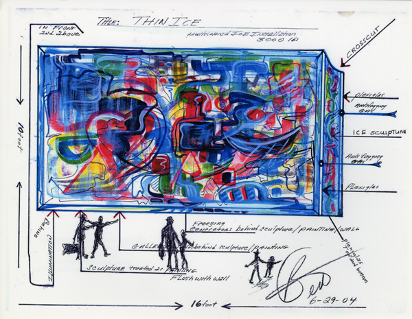 Photocopy of concept sketch for Thin Ice by Bert L. Long, Jr., 29 June 2004