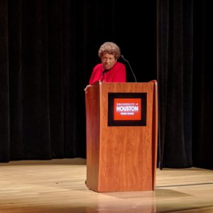 Dr. Joycelyn Elders standing at podium