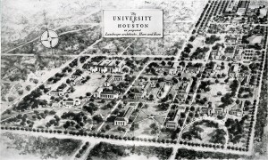 The University of Houston as proposed by the landscape architects Hare & Hare.