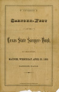 Program of events from 1885 Saenger-Fest