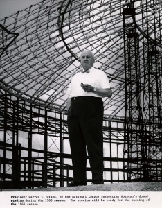 President Warren C. Giles of the National League inspecting Houston's domed stadium during the 1963 season.