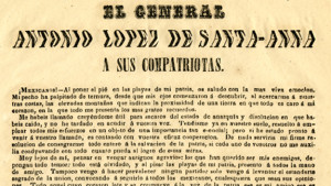 opening of message from Antonio López de Santa Anna to the Mexican people on his return from exile in Colombia, 1853 (from the Mexico Documents Collection)