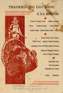 undated Thanksgiving menu from the U.S.S. Houston, from the Cruiser Houston Collection