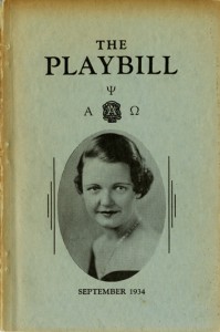 cover of The Playbill as published by Alpha Psi Omega in September 1934, from the Student Organization Records, University Archives