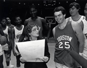 Mayor Kathy Whitmire and the Houston Cougar basketball team, available for high resolution download at our Digital Library