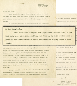 detail from Herbert A. Levitt's letter to Mrs. Rooks, Captain Albert H. Rooks Papers