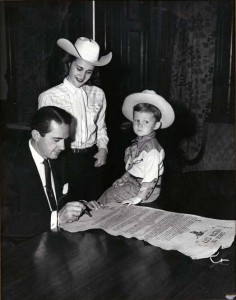Gov. Allan Shivers signs the Fiesta City charter making it an official township in the state of Texas (1952)
