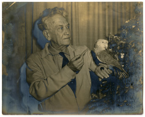 Royal Dixon and bird (December 1956, Royal Dixon Manuscripts)