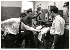 Prof. Kochi and others at work in the lab (undated, Professor Jay K. Kochi Papers)